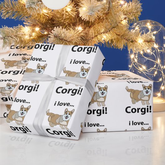 Papier Cadeau Corgi J'adore Corgi (Vacances)