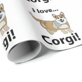 Papier Cadeau Corgi J'adore Corgi (Coin rond)