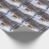 Papier Cadeau Corgi laisse neiger Noël (Coin)