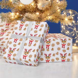 Papier Cadeau Corgi Motif de Noël