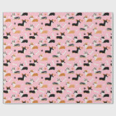 Papier Cadeau Corgi Motif rose (Plat)