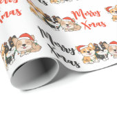 Papier Cadeau Corgi Noël Animaux Chiens De Vacances (Coin rond)