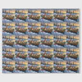 Papier Cadeau Corgi Noël Bateau Fêtes (Plat)