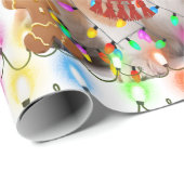 Papier Cadeau Corgi Noël Reindeer feux de Noël Pyjama (Coin rond)