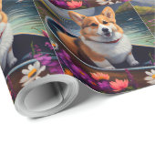 Papier Cadeau Corgi sur une pagaie : une aventure Pittoresque (Coin rond)