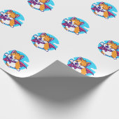 Papier Cadeau Corgi vol ciel cap drôle (Coin)