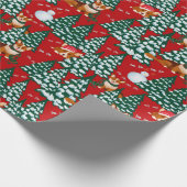 Papier Cadeau Corgis s'amuser dans la forêt d'hiver - rouge (Coin)