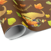 Papier Cadeau Corne d'abondance de Thanksgiving (Coin rond)