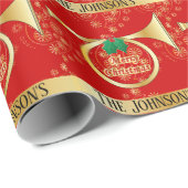 Papier Cadeau Corne de Noël d'or (Coin rond)