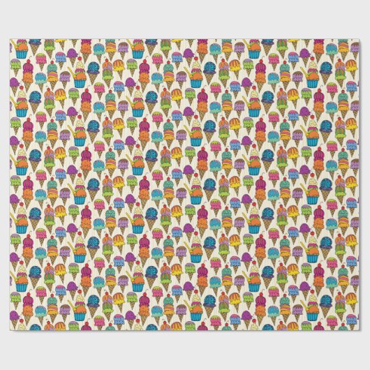 Papier Cadeau Cornets de crème glacée (Plat)