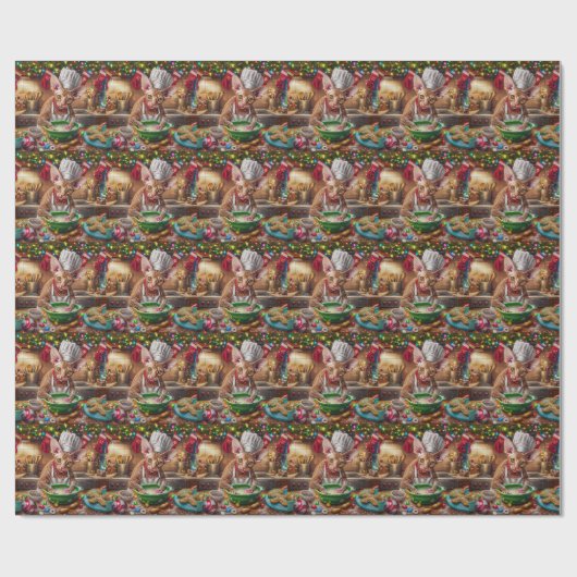 Papier Cadeau Cornish Rex Gîtes : Noël festif (Plat)