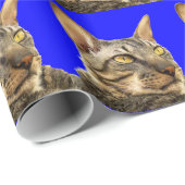 Papier cadeau |Cornish Rex Tiger Cat Bleu (Coin rond)