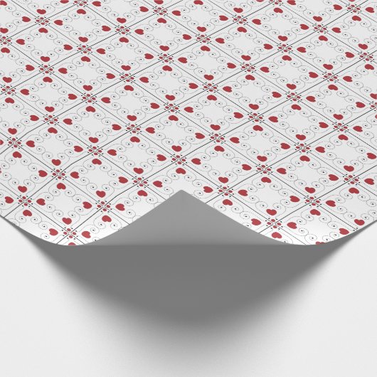 Papier Cadeau CORRESPONDANCES : Valentine Red Heart Wrapper Pape (Coin)