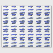 Papier Cadeau Corvette 1970 : Finition bleue : (Plat)