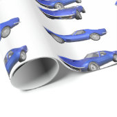 Papier Cadeau Corvette 1970 : Finition bleue : (Coin rond)