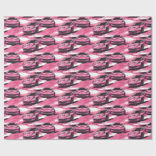 Papier Cadeau Corvette C7 Papier à enveloppement rose (Plat)
