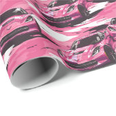 Papier Cadeau Corvette C7 Papier à enveloppement rose (Coin rond)