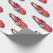 Papier Cadeau Corvette convertible rouge rétro (Coin)