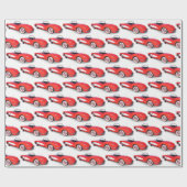 Papier Cadeau Corvette rouge 1960 rétro sur blanc (Plat)