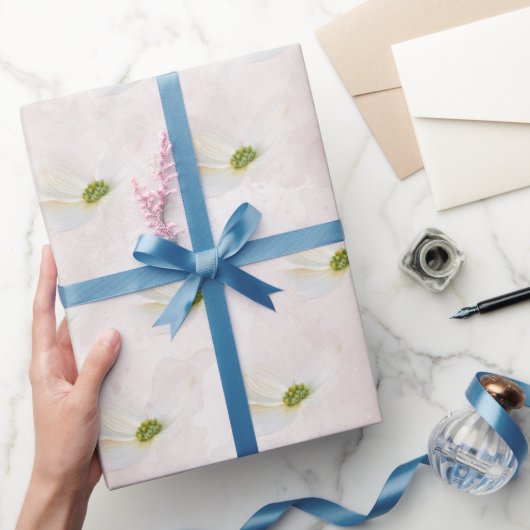 Papier Cadeau Cosmos Blanc Sur Rose Pâle (Cadeaux)