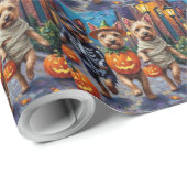 Papier Cadeau Costume d'Halloween Cesky Terrier Trick-or-Treatin (Coin rond)