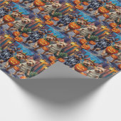 Papier Cadeau Costume d'Halloween Cesky Terrier Trick-or-Treatin (Coin)