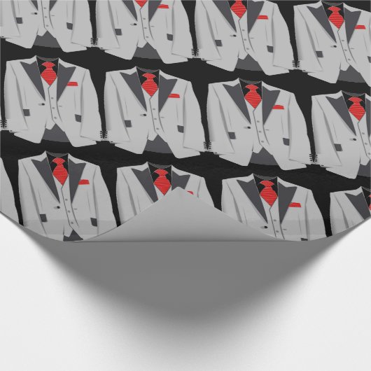 Papier Cadeau Costume gris homme et Cravate rouge (Coin)