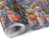Papier Cadeau Costume Halloween Cockapoo Dogs Trick or Treating (Coin rond)