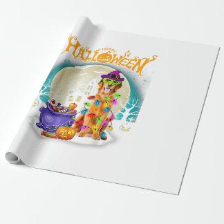 Papier Cadeau Costumes de sorcière Golden Retriever Halloween Lu