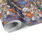 Papier Cadeau Costumes d'Halloween Bichon Frise (Coin rond)