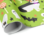Papier Cadeau Costumes d'Halloween de Corgi (Coin rond)