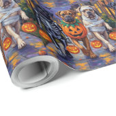 Papier Cadeau Costumes d'Halloween en bullmastiff (Coin rond)