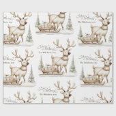 Papier Cadeau Cosy Blue Russe Reindeer de Noël (Plat)