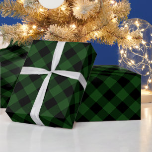 Papier Cadeau Cosy Plaid   Plaid de bisons verts et noirs