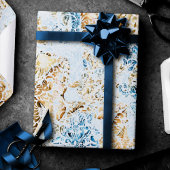 Papier Cadeau Côte Chic | Moderne bleu et or sous la mer