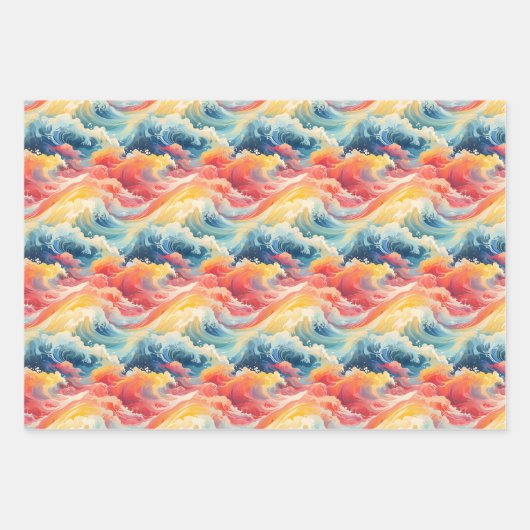 Papier cadeau côtier vibrant ensemble de 3 (Devant 2)