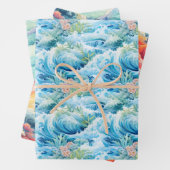 Papier cadeau côtier vibrant ensemble de 3 (En situation)