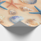 Papier Cadeau Côtière rustique - Coquillages, Poissons étoilés,  (Coin)