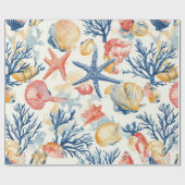 Papier Cadeau Côtière rustique - Coquillages, Starfish, Reef (10 (Plat)