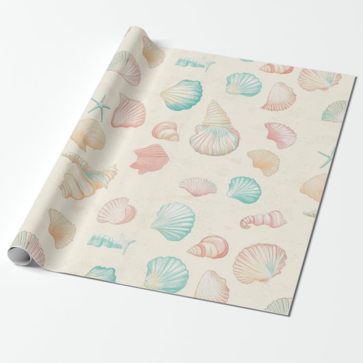 Papier Cadeau Côtière rustique - Coquillages, Starfish, Reef (22 (Déroulé)