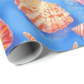 Papier Cadeau Côtière rustique - Coquillages, Starfish, Reef (30 (Coin rond)