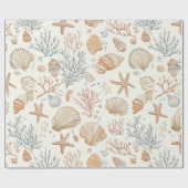 Papier Cadeau Côtière rustique - Coquillages, Starfish, Reef (32 (Plat)