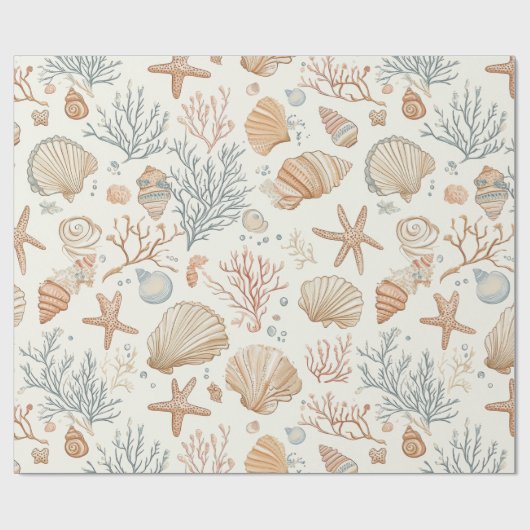 Papier Cadeau Côtière rustique - Coquillages, Starfish, Reef (32 (Plat)