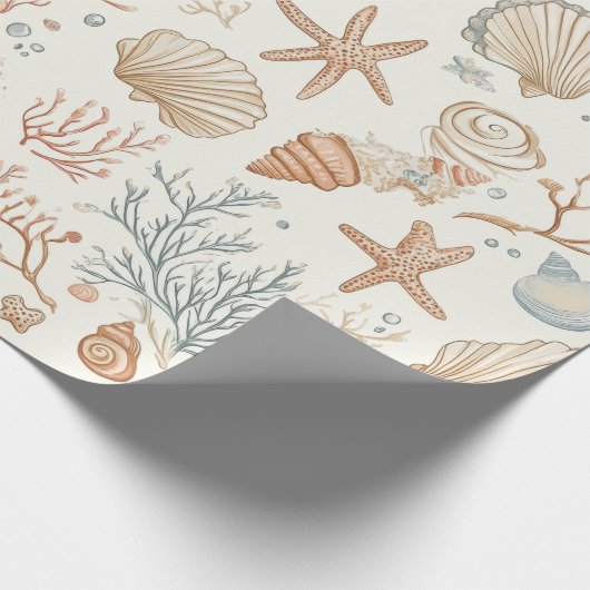 Papier Cadeau Côtière rustique - Coquillages, Starfish, Reef (32 (Coin)