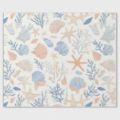 Papier Cadeau Côtière rustique - Coquillages, Starfish, Reef (34 (Plat)