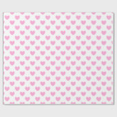 Papier Cadeau Coton Candy Pink coeurs sur blanc (Plat)