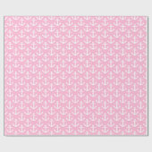 Papier Cadeau Coton Candy rose blanc Ancres nautiques Motif (Plat)