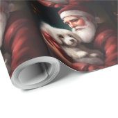 Papier Cadeau Coton De Tulear Avec Noël Du Père Noël (Coin rond)