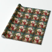 Papier Cadeau Coton De Tulear Chien dans la neige Noël (Déroulé)