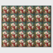 Papier Cadeau Coton De Tulear Chien dans la neige Noël (Plat)